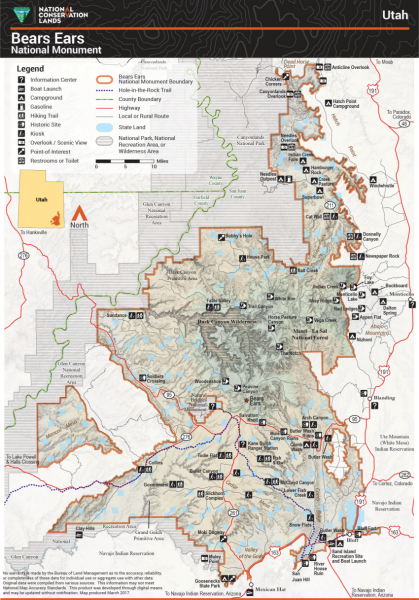 Map of Bears Ears National Monument before acreage cuts.