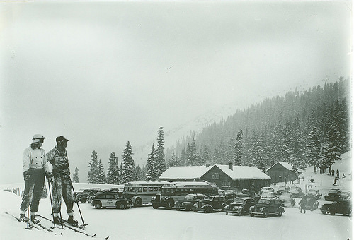 Image of Berthoud Pass ski area from the early years of the ski industry.