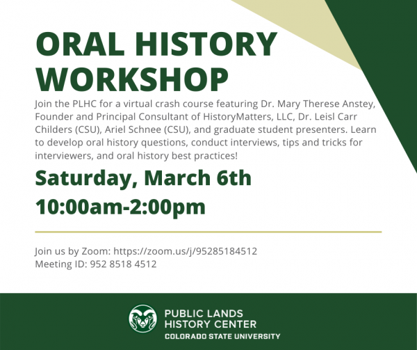 Virtual Oral History Workshop, Saturday March 6, 10:00-2:00
