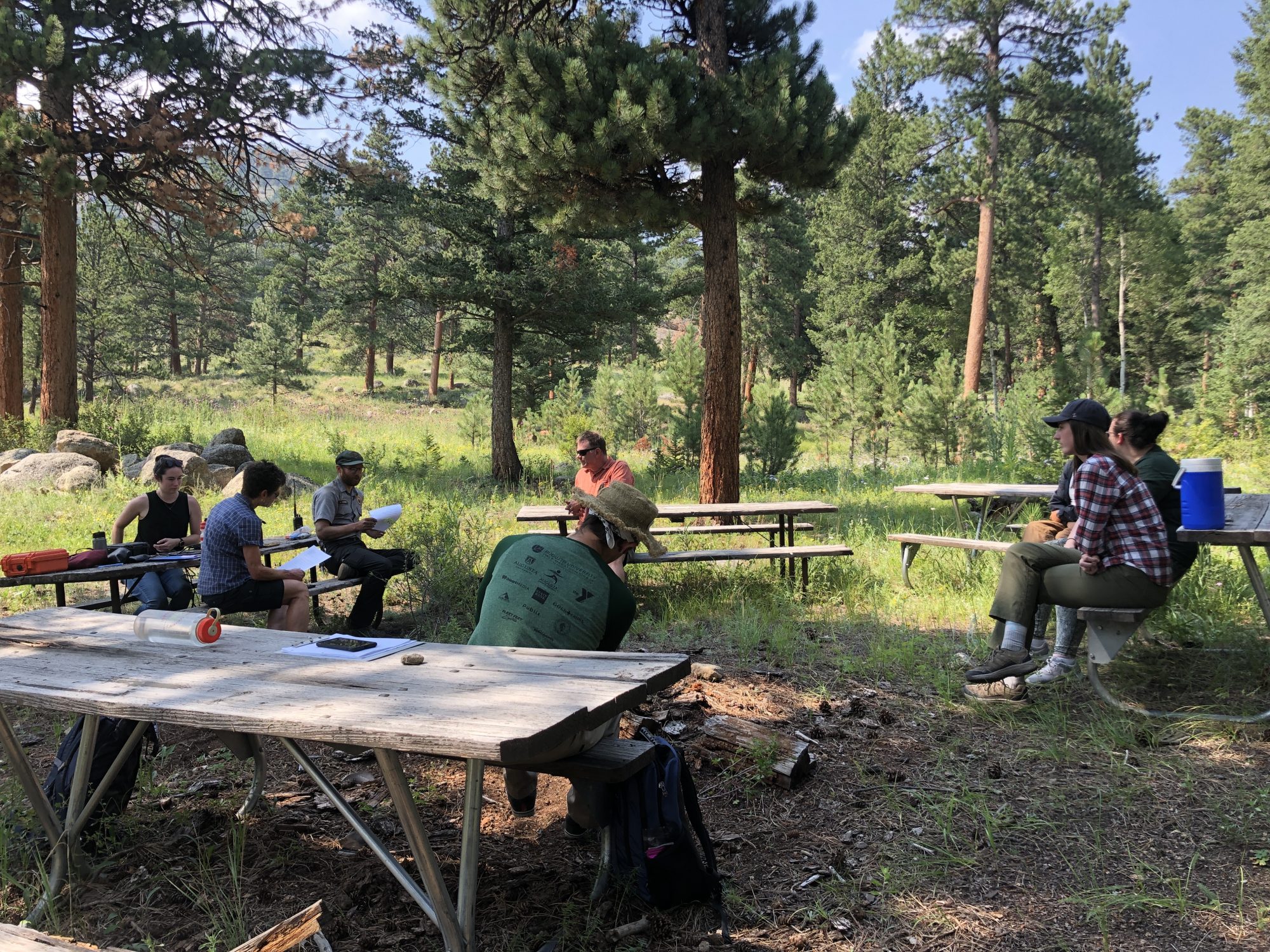 PPL 2021 participant conduct an oral interview with a seasonal ranger at Rocky Mountain National Park and Ruth Alexander, professor emeritus.